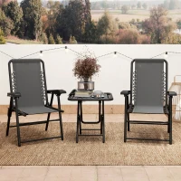 Outsunny 3 Pieces Patio Bistro Set, Outdoor Folding Table and Chairs Set, Metal Patio Furniture Set with Cup Holders(m-8)