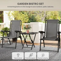 Outsunny 3 Pieces Patio Bistro Set, Outdoor Folding Table and Chairs Set, Metal Patio Furniture Set with Cup Holders(m-4)