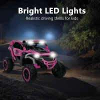 12V 2-Seater Kids Electric UTV Ride-On with Remote Control, Electric Go-Kart with Music & Flashlights, 45.5" L x 28.5" W x 24.5" H, Magenta(m-6)