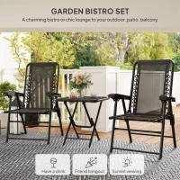 Outsunny 3 Pieces Patio Bistro Set, Outdoor Folding Table and Chairs Set, Metal Patio Furniture Set with Cup Holders(m-4)