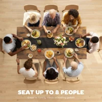 HOMCOM Industrial Kitchen Table for 8 People, 70.9" Long Dining Table with Large Tabletop and Steel Legs for Dining Room, Brown(m-4)