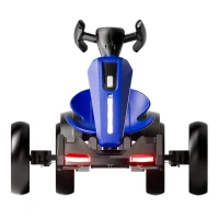 12V Electric Kids Go-Kart with 4.5Ah Battery and Adjustable Seat, Foldable Ride-On with Music & Flashing Lights, 38" L x 22.5" W x 18.5" H, Blue(m-2)