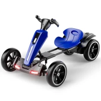12V Electric Kids Go-Kart with 4.5Ah Battery and Adjustable Seat, Foldable Ride-On with Music & Flashing Lights, 38" L x 22.5" W x 18.5" H, Blue(m-12)