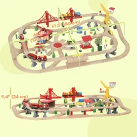 Qaba 133 Pcs Wooden Train Set with Track, Battery Towered Train, Crane, Bridge & Accessories, for Kids 3+ Years Old(m-3)