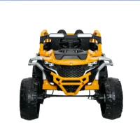 12V 2-Seater Kids Electric UTV Ride-On with Remote Control, Electric Go-Kart with Music & Flashlights, 45.5" L x 28.5" W x 24.5" H, Yellow+Black(m-2)