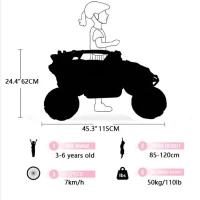 12V 2-Seater Kids Electric UTV Ride-On with Remote Control, Electric Go-Kart with Music & Flashlights, 45.5" L x 28.5" W x 24.5" H, Yellow+White(m-4)