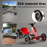 12V Electric Kids Go-Kart with 4.5Ah Battery and Adjustable Seat, Foldable Ride-On with Music & Flashing Lights, 38" L x 22.5" W x 19.5" H, Red(m-9)
