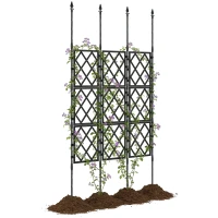 Outsunny Foldable Garden Trellis, 33.5 x 77.6 Inch Lattice Climbing Support Trellis for Garden, DIY Assembly, Black(m-11)
