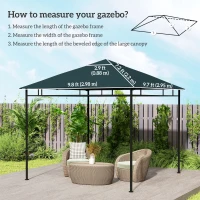 Outsunny 10' x 10' Square Gazebo Canopy Replacement UV Protected Top Cover Sun Shade Grey(m-3)