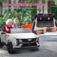 Qaba 2-Seater 12V 10AH Ride on Truck, Cadillac Escalade Licensed Electric Car for Kids w/ Spring Suspension Wheels, White(m-4)