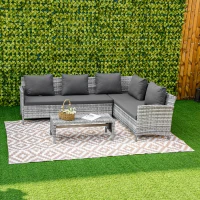 Outsunny Reversible Outdoor RV Rug, Patio Floor Mat, 6' x 9' Plastic Straw Rug for Backyard, Deck, Beach, Camping, Coffee & White(m-10)