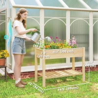 Outsunny Elevated Planter Box with Legs and Storage Shelf, Raised Garden Bed, Elevated Wooden Planter Box, Natural(m-3)