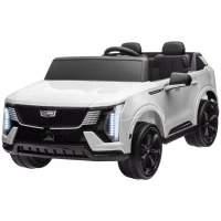 Qaba 2-Seater 12V 10AH Ride on Truck, Cadillac Escalade Licensed Electric Car for Kids w/ Spring Suspension Wheels, White(m-1)