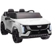 Qaba 2-Seater 12V 10AH Ride on Truck, Cadillac Escalade Licensed Electric Car for Kids w/ Spring Suspension Wheels, White(m-11)