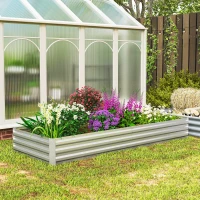 Outsunny 95" x 36" x 12" Galvanized Raised Garden Bed, Easy DIY and Cleaning for Growing Flowers, Herbs, Succulents, Silver(m-10)