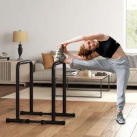 Soozier Adjustable Dip Station, Push Up Bars with 6 Width and 2 Height Levels for Home Gym Fitness Workout(m-1)