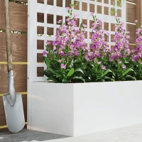 Outsunny Galvanized Raised Garden Bed Planter Box with Trellis for Climbing Plants, Vegetable, Vines, 43" x 16" x 70", White(m-10)