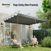 Outsunny 8.5' x 11.5' Retractable Pergola Canopy Replacement, Fit 10' x 13' Frame, Pergola Cover Replacement Top Only, Light Grey(m-7)