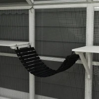 PawHut Outdoor Cat Enclosure Wooden Feral Cat House w/ Weatherproof Canopy, Bridges, Resting Boxes, Platforms, for 3-6 Cats(m-10)