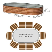 Outsunny 6' x 3' x 1' Large Outdoor Planter Box, Galvanized Raised Garden Bed with Metal Plant Stake, Brown(m-3)