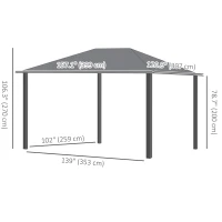 Outsunny 13' x 10' Hardtop Gazebo with Netting Sidewalls and Curtains, Galvanized Steel Outdoor Gazebo Canopy for Garden(m-3)