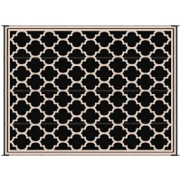 Outsunny 9'x12' Reversible Outdoor RV Rug, Patio Floor Mat, Plastic Straw Rug for Backyard, Deck, Beach, Camping, Black(m-2)