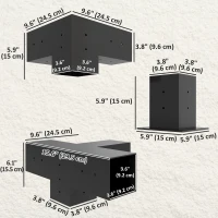 Outsunny 12PCS Pergola Kit, Pergola Brackets with 3-Way & 4-Way Corner Brackets for 4"x4" (Actual 3.6"x3.6") Lumber(m-3)