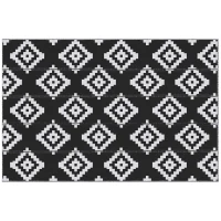 Outsunny Reversible Outdoor RV Rug, Patio Floor Mat, 6' x 9' Plastic Straw Rug for Backyard, Deck, Beach, Camping, Black & White(m-2)