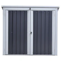 Outsunny 5ft x 3ft Outdoor Garbage Bin Storage Shed with Lockable Doors and Lid, Outside Storage Shed for Trash Can, Black(m-19)