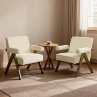 HOMCOM Corduroy Accent Chair Armchair with Wide Seat and Soft Padded Armrests for Reading, Bedroom, Beige(m-7)