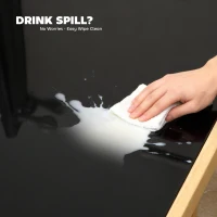 HOMCOM 3-Piece Rectangular Glass Kitchen Table and Chairs with Metal Frame and Faux Leather Upholstery for Dining Room(m-5)