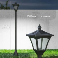 Outsunny Single Solar Lamp Post Garden Solar-Powered LED Streetlight Style Outdoor Light Waterproof 5-6 Hours with Base for Lawn Pathway Walkway 47"H, Black(m-3)