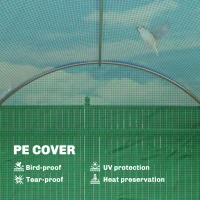 Outsunny Walk-in Tunnel Greenhouse with 2 Support Rods, Mesh Door, Plant Hot House with PE Cover, 20'x10'x7', Green(m-5)