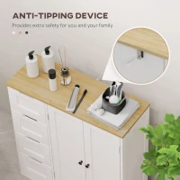 HOMCOM Freestanding Bathroom Floor Cabinet, Modern Bathroom Cabinet with Adjustable Shelf, 4 Drawers and 2 Doors, White(m-7)