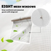 Outsunny Walk-in Tunnel Greenhouse with 2 Support Rods, Mesh Door, Plant Hot House with PE Cover, 20'x10'x7', White(m-7)