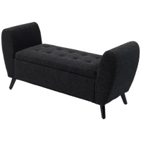 HOMCOM Upholstered Storage Bench with Arms, Modern Ottoman Bench for Bedroom, Entryway, and Living Room, Black(m-2)