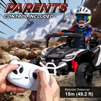 Qaba 12V Kids Ride On Truck with Dual Motors, Rear Suspension, Remote Control for 3-8 Years Boys Girls, White(m-5)