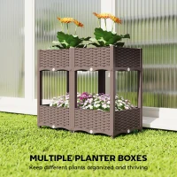 Outsunny Plastic Raised Garden Bed with Legs, Self Watering Elevated Planter Boxes with Drainage Holes and Plugs(m-5)