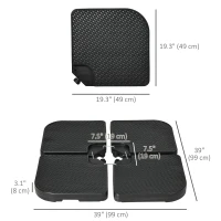 Outsunny 4PCs Cantilever Umbrella Base Weights for Offset Banana Parasol, HDPE Water or Sand Filled Patio Umbrella Weights for Cross Base Stand with Built-in Handles, Black(m-3)