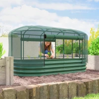 Outsunny Galvanized Raised Garden Bed Kit with Self Watering System, Oval Outdoor Planter Garden Boxes, 6x3ft, Green(m-8)