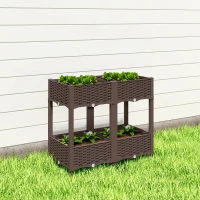 Outsunny Plastic Raised Garden Bed with Legs, Self Watering Elevated Planter Boxes with Drainage Holes and Plugs(m-9)