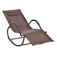 Outsunny Zero Gravity Rocking Lounge Chair, Patio Rocker w/ Removable Pillow, Recliner Seat for Indoor & Outdoor, Breathable Texteline, Brown(m-2)