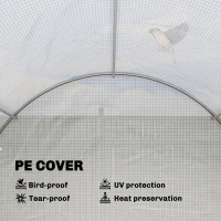 Outsunny Walk-in Tunnel Greenhouse with 2 Support Rods, Mesh Door, Plant Hot House with PE Cover, 20'x10'x7', White(m-5)