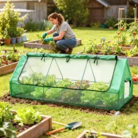 Outsunny Portable Mini Greenhouse with Mesh Windows for Indoor and Outdoor, 94.5" x 35.4" x 35.4", Green(m-1)