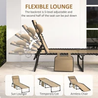 Outsunny Outdoor Folding Chaise Lounge, Reclining Lounge Chair with Adjustable Backrest and Removable Pillow, Beige(m-4)