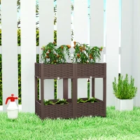 Outsunny Plastic Raised Garden Bed with Legs, Self Watering Elevated Planter Boxes with Drainage Holes and Plugs(m-10)