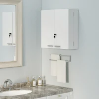 HOMCOM Wall Mount Medicine Cabinet, Bathroom Cabinet with 4 Tier Shelves, Lockable with 2 Keys for Kitchen, White(m-8)