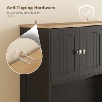 HOMCOM 68" Pantry Cabinet with Charging Station, Kitchen Storage Cabinet with Microwave Stand, 4 Door Racks, Black(m-9)