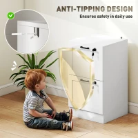 HOMCOM Vertical Filing Cabinet with 2 Drawers, Lock, File Cabinet for Home Office, A4 and Letter Size Files, White(m-7)