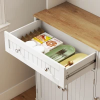 HOMCOM 68" Pantry Cabinet with Charging Station, Kitchen Storage Cabinet with Microwave Stand, 4 Door Racks, White(m-10)